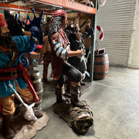 Pirate Captain With Barrel Life Size Statue