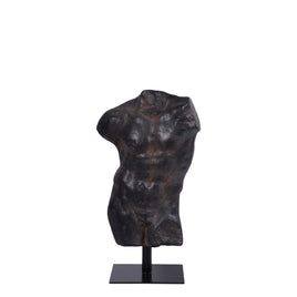 Aged Black Andrea Male Stone Torso Life Size Statue