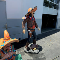 Cowboy With Sombrero Life Size Statue