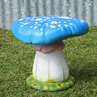 Blue Single Split Mushroom Stool Over Sized Statue - LM Treasures 