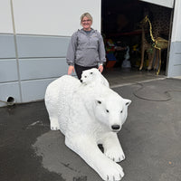 Polar Bear With Cub Statue