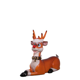 Funny Reindeer Laying Life Size Statue