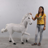 White Majestic Pony Life Size Statue