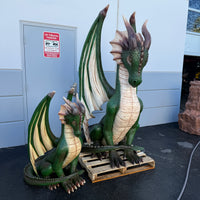 Large Green Dragon Sitting Life Size Statue