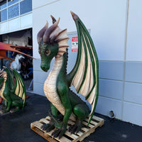 Large Green Dragon Sitting Life Size Statue