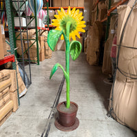 Large Sunflower In Pot Flower Statue