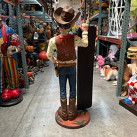 Cowboy With Menu Life Size Statue