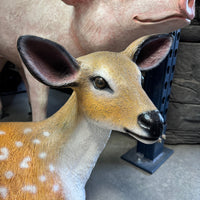 Laying Fawn Deer Life Size Statue