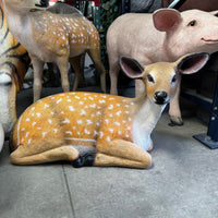 Laying Fawn Deer Life Size Statue