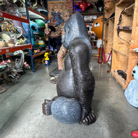 Large Silver Back Gorilla Sitting Life Size Statue