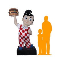 Large Boy Holding Hamburger Life Size Statue