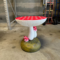 Red Mushroom Side Table Over Sized Statue