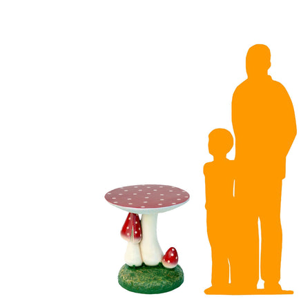 Red Mushroom Side Table Over Sized Statue - LM Treasures 