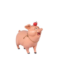 Comic Pig With Apple Life Size Statue