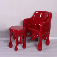 Red Melting Side Table Dripping Statue