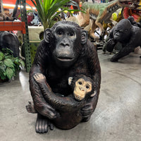 Monkey With Baby Life Size Statue