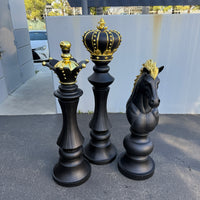 Black Chess Pieces Set of 3 Life Size Statues