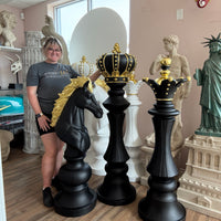 Black Chess Pieces Set of 3 Life Size Statues