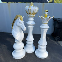 White Chess Pieces Set of 3 Life Size Statues