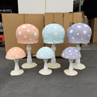 Small Pastel Peach Round Mushroom Statue