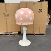 Large Pastel Peach Round Mushroom Statue