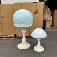 Small Pastel Blue Round Mushroom Statue