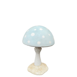 Small Pastel Blue Round Mushroom Statue