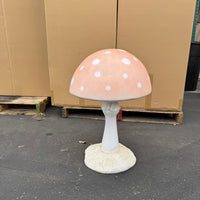 Small Pastel Peach Round Mushroom Statue