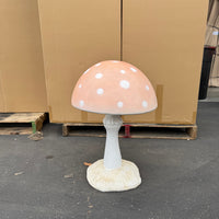 Small Pastel Peach Round Mushroom Statue