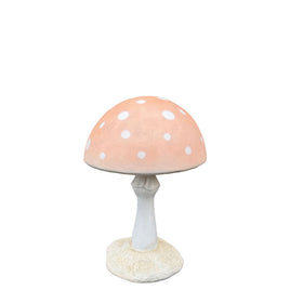 Small Pastel Peach Round Mushroom Statue