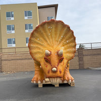 Orange Triceratops Baby Dinosaur Life Size Statue