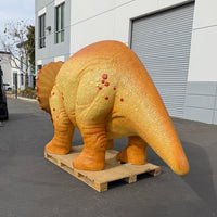 Orange Triceratops Baby Dinosaur Life Size Statue