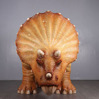 Orange Triceratops Baby Dinosaur Life Size Statue