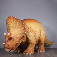 Orange Triceratops Baby Dinosaur Life Size Statue