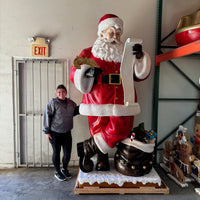 Giant Santa Claus With List Christmas Statue