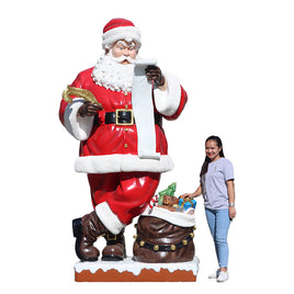 Giant Santa Claus With List Christmas Statue