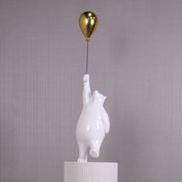 White Bear with Balloon on Pedestal Statue