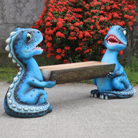 Child's Velociraptor Dinosaur Bench Statue