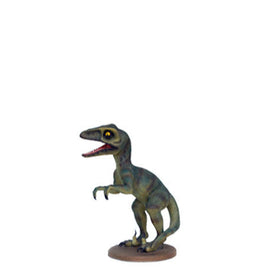 Small Green Baby Raptor Dinosaur Statue