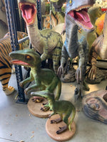 Green Baby Raptor Dinosaur Statue