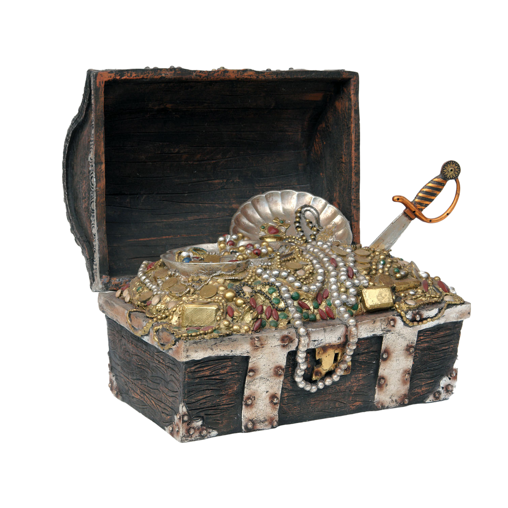 Large Opened Treasure Chest Life Size Statue | LM Treasures