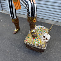 Lady Pirate With Treasure Chest Life Size Statue