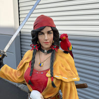 Lady Pirate With Treasure Chest Life Size Statue