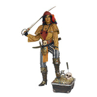 Lady Pirate With Treasure Chest Life Size Statue