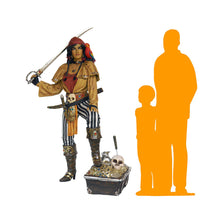 Lady Pirate With Treasure Chest Life Size Statue