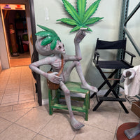 Sitting Leaf Alien With Cigar Life Size Statue