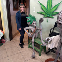 Sitting Leaf Alien With Cigar Life Size Statue