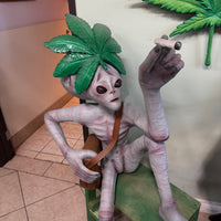 Sitting Leaf Alien With Cigar Life Size Statue