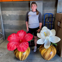 Hibiscus Flower In Vase Statue