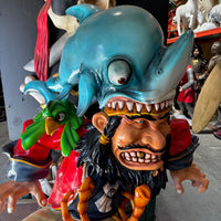 Comic Pirate and Shark Life Size Statue